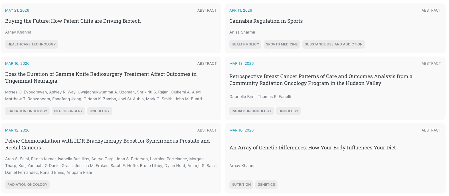 Published Medical Abstracts in Cureus